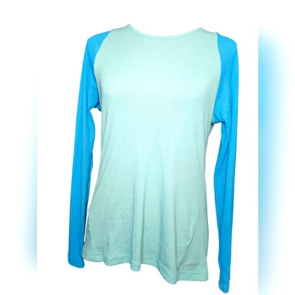 Patagonia Cotton Farmers Initiative Raglan Long Sleeve Jersey in Turquoise Sz Sm - Picture 1 of 5